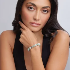 Best Sale Jade Silver Station Bead Bracelet Gemstones