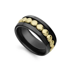 Discount 18K Gold And Black Ceramic Ring Stacking Rings