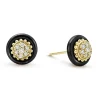 Best Sale 18K Gold And Black Ceramic Diamond Stud Earrings Gold