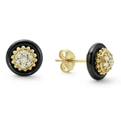 Best Sale 18K Gold And Black Ceramic Diamond Stud Earrings Gold