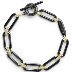 Discount 18K Gold And Black Ceramic Link Bracelet Link Bracelets