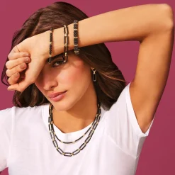 Discount 18K Gold And Black Ceramic Link Bracelet Link Bracelets