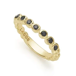Cheap 18K Gold And Black Diamond Stacking Ring Gold