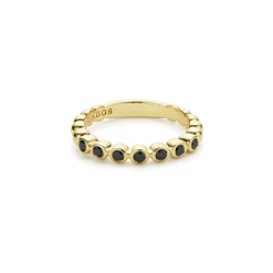 Best Sale 18K Gold And Black Diamond Stacking Ring Diamonds