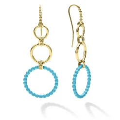 Clearance 18K Gold And Blue Ceramic Circle Drop Earrings Gold