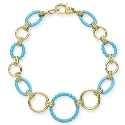 Shop 18K Gold And Blue Ceramic Link Bracelet Gold