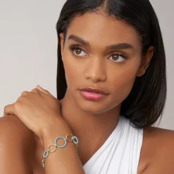 Shop 18K Gold And Blue Ceramic Link Bracelet Gold