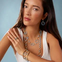 Outlet 18K Gold And Blue Ceramic Link Necklace Gold