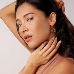 Store 18K Gold And Ceramic Circle Drop Earrings Gold