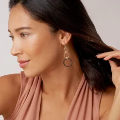 Fashion 18K Gold And Ceramic Circle Drop Earrings Gold