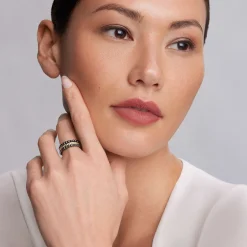 Hot 18K Gold And Ceramic Stacking Rings Caviar Rings