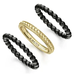 Hot 18K Gold And Ceramic Stacking Rings Caviar Rings