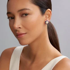 Store 18K Gold And Diamond Ceramic Stud Earrings Gold