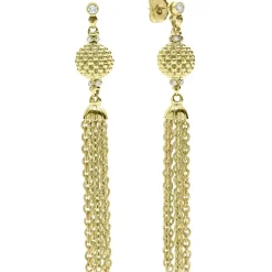 Cheap 18K Gold And Diamond Chain Tassel Drop Earrings Diamonds