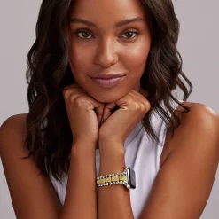 Sale 18K Gold And Sterling Silver Caviar Beaded Watch Bracelet-38-45Mm Two-Tone