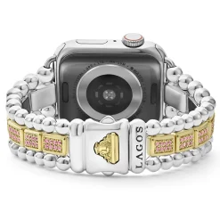 Store 18K Gold And Sterling Silver Pink Sapphire Watch Bracelet-38-45Mm Two-Tone