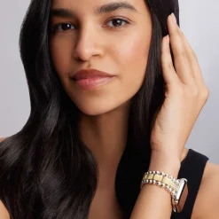 Flash Sale 18K Gold And Sterling Silver Single Diamond Watch Bracelet-38-45Mm Watch Bracelets