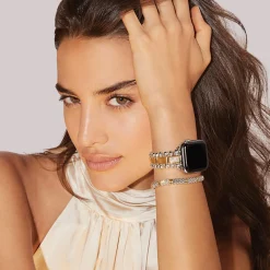 Flash Sale 18K Gold And Sterling Silver Single Diamond Watch Bracelet-38-45Mm Watch Bracelets