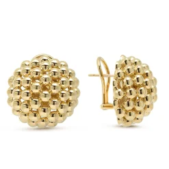 Discount 18K Gold Beaded Omega Clip Earrings Gold