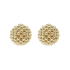 Discount 18K Gold Beaded Omega Clip Earrings Gold