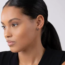 Flash Sale 18K Gold Black Ceramic Circle Stud Earrings Gold