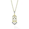 Fashion 18K Gold Blue Sapphire And Diamond Chandelier Necklace Gold