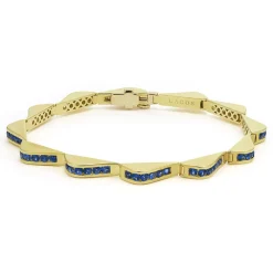 Best 18K Gold Blue Sapphire Link Wave Bracelet Gold