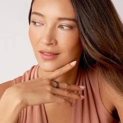 Discount 18K Gold Caviar And Black Ceramic Stacking Ring Stacking Rings