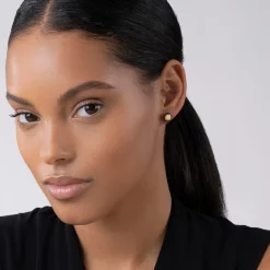 Shop 18K Gold Caviar And Black Ceramic Stud Earrings Gold