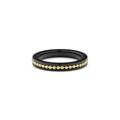 Best Sale 18K Gold Caviar And Black Ceramic Stacking Ring Gold