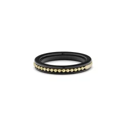Best Sale 18K Gold Caviar And Black Ceramic Stacking Ring Gold