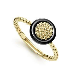 Discount 18K Gold Caviar Black Ceramic Ring Gold