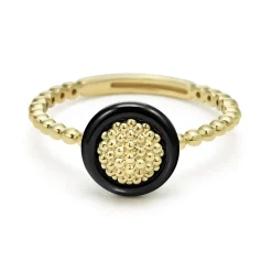 Discount 18K Gold Caviar Black Ceramic Ring Gold