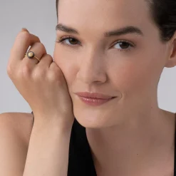 Sale 18K Gold Caviar Black Ceramic Ring Statement Rings