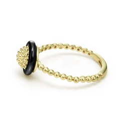 Sale 18K Gold Caviar Black Ceramic Ring Statement Rings