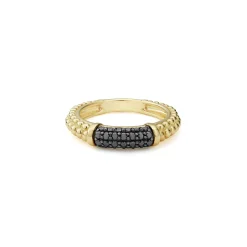 Best Sale 18K Gold Caviar Black Diamond Stacking Ring Gold