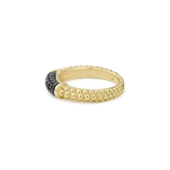 Best Sale 18K Gold Caviar Black Diamond Stacking Ring Gold