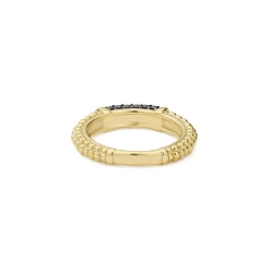 Best Sale 18K Gold Caviar Black Diamond Stacking Ring Gold