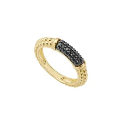 Outlet 18K Gold Caviar Black Diamond Stacking Ring Diamonds