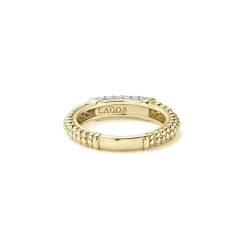 Flash Sale 18K Gold Caviar Diamond Stacking Ring Gold