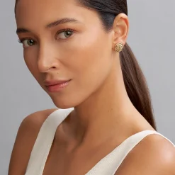 Fashion 18K Gold Caviar Stud Earrings Gold