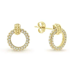 Flash Sale 18K Gold Circle Diamond Stud Earrings Diamonds