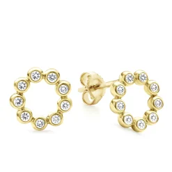 Shop 18K Gold Circle Diamond Stud Earrings Diamonds