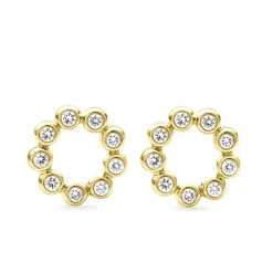Shop 18K Gold Circle Diamond Stud Earrings Diamonds