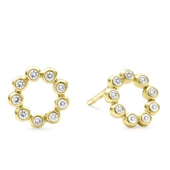 Cheap 18K Gold Circle Diamond Stud Earrings Gold