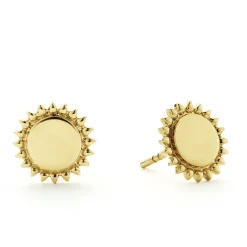 New 18K Gold Circle Stud Earrings Gold