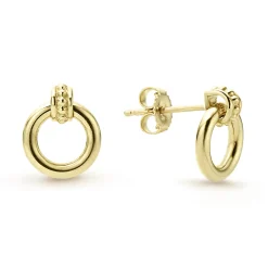 New 18K Gold Circle Stud Earrings Drop Earrings