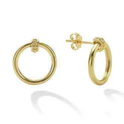 New 18K Gold Circle Stud Earrings Gold