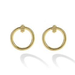 New 18K Gold Circle Stud Earrings Gold