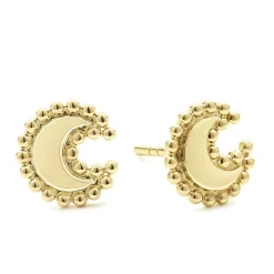 Cheap 18K Gold Crescent Stud Earrings Gold